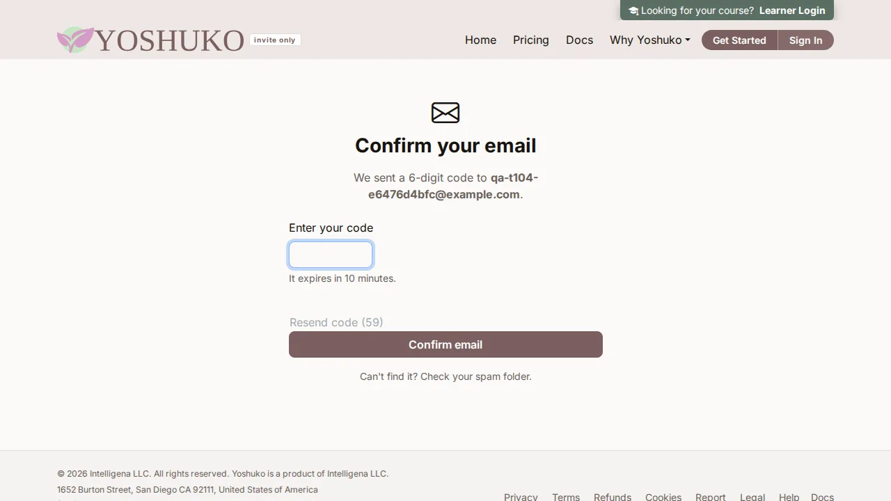 Sign up / sign in screen