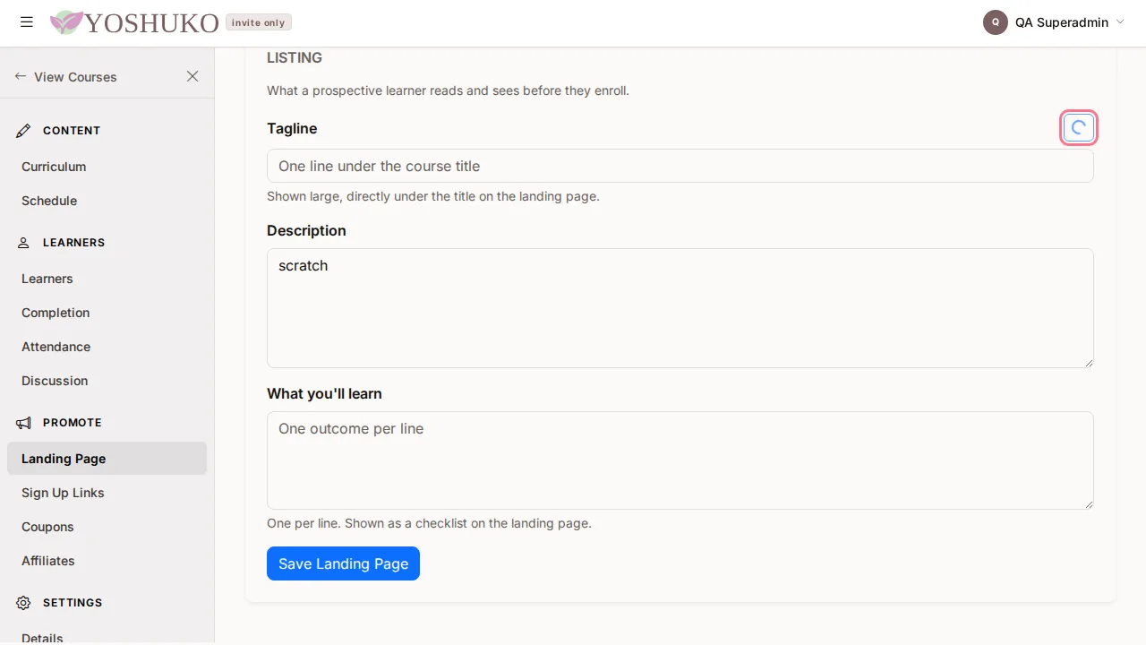 Monetization (Landing Page) screen
