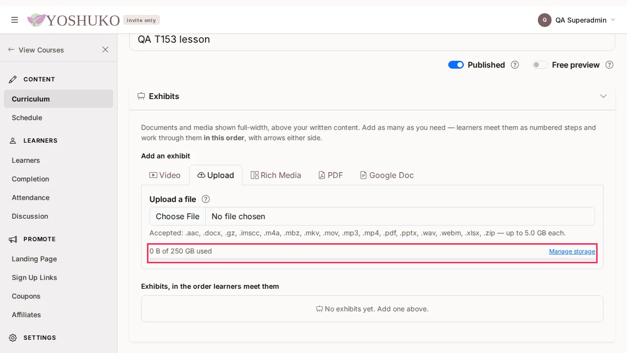 Lesson editor screen