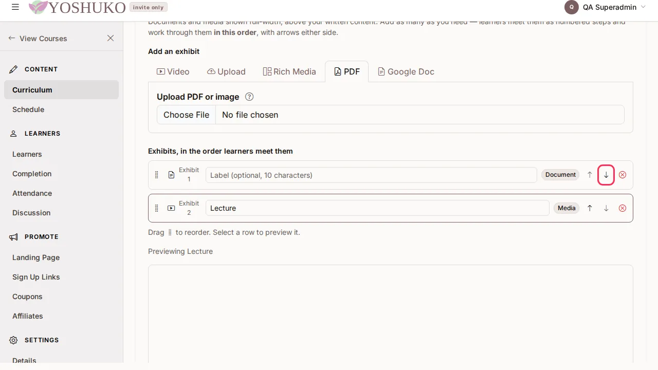 Lesson editor screen