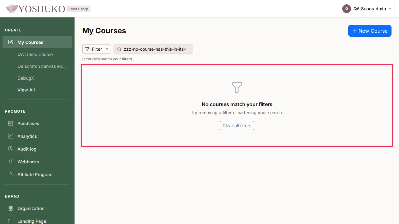 My Courses screen
