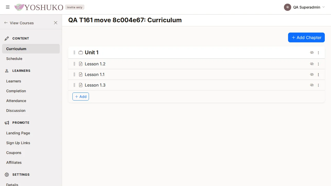 Curriculum screen