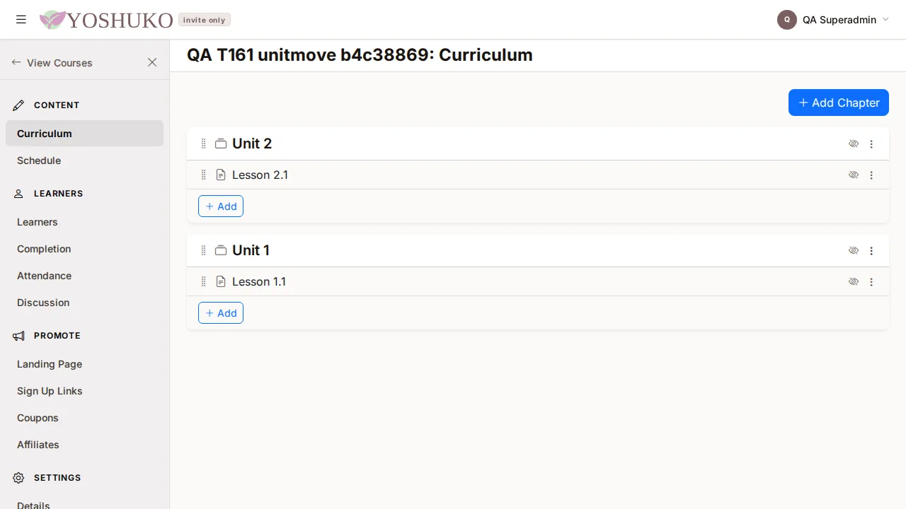 Curriculum screen