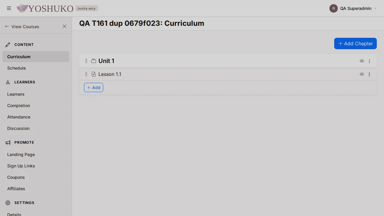 Curriculum screen