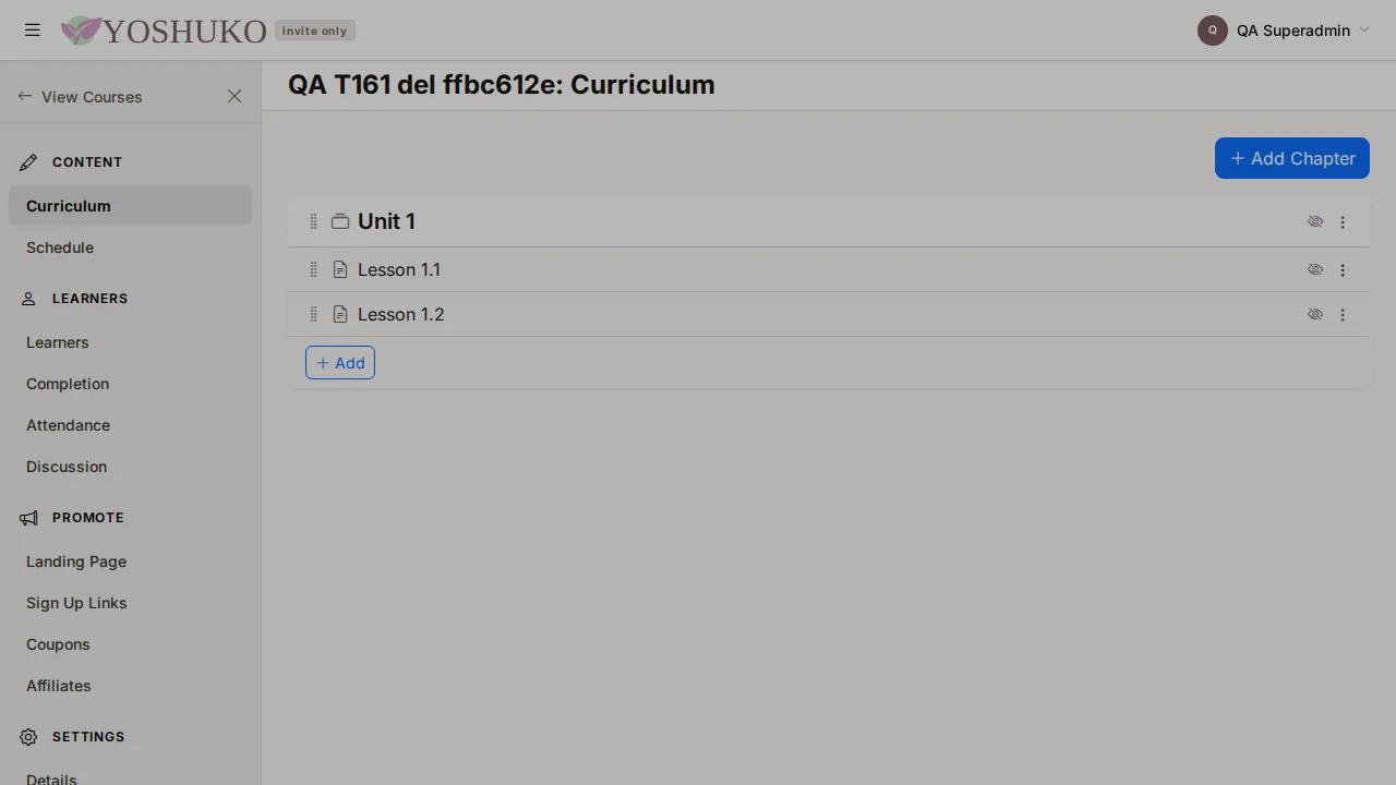 Curriculum screen