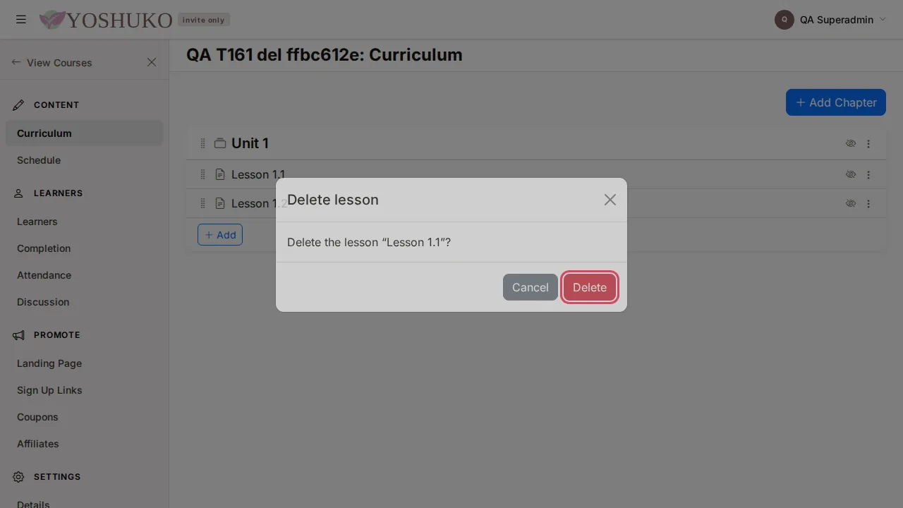 Curriculum screen