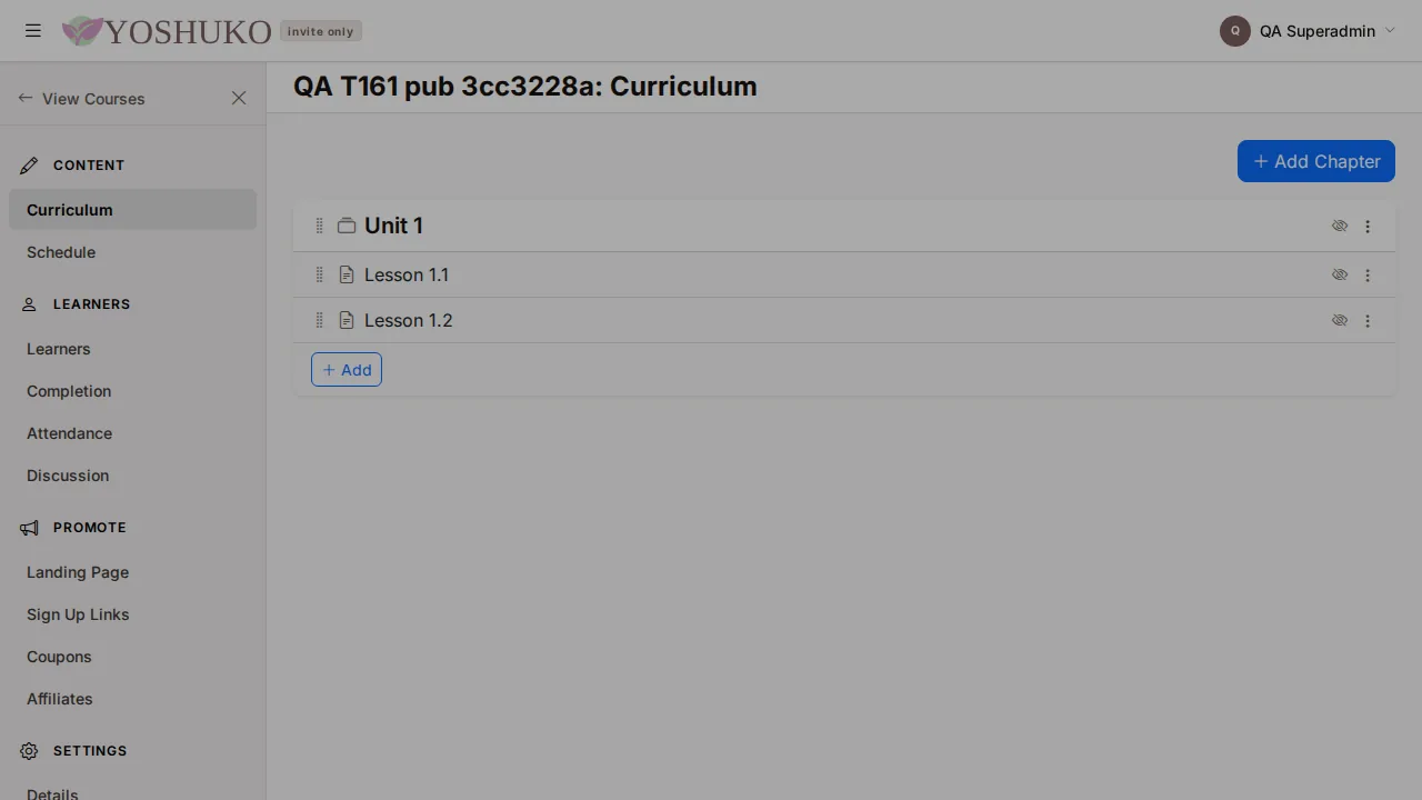 Curriculum screen