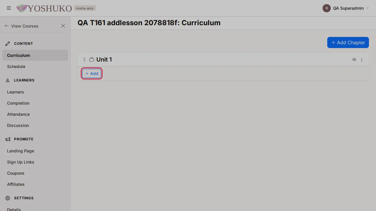 Curriculum screen