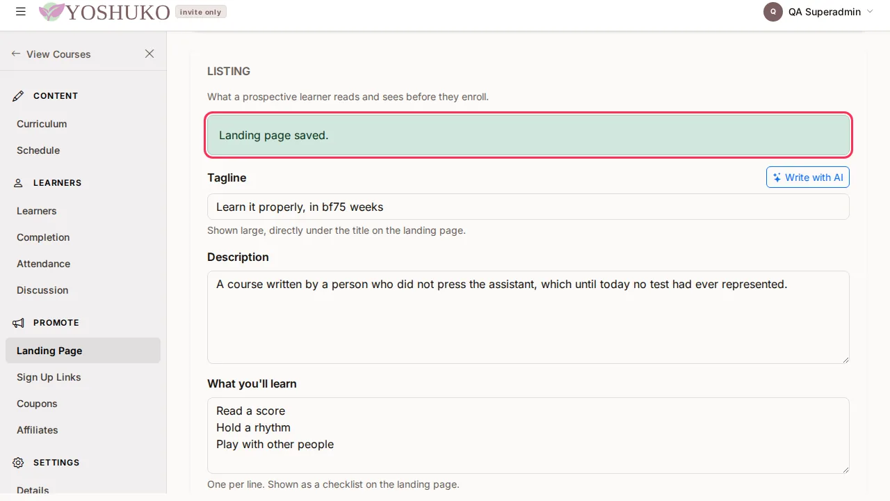 Monetization (Landing Page) screen