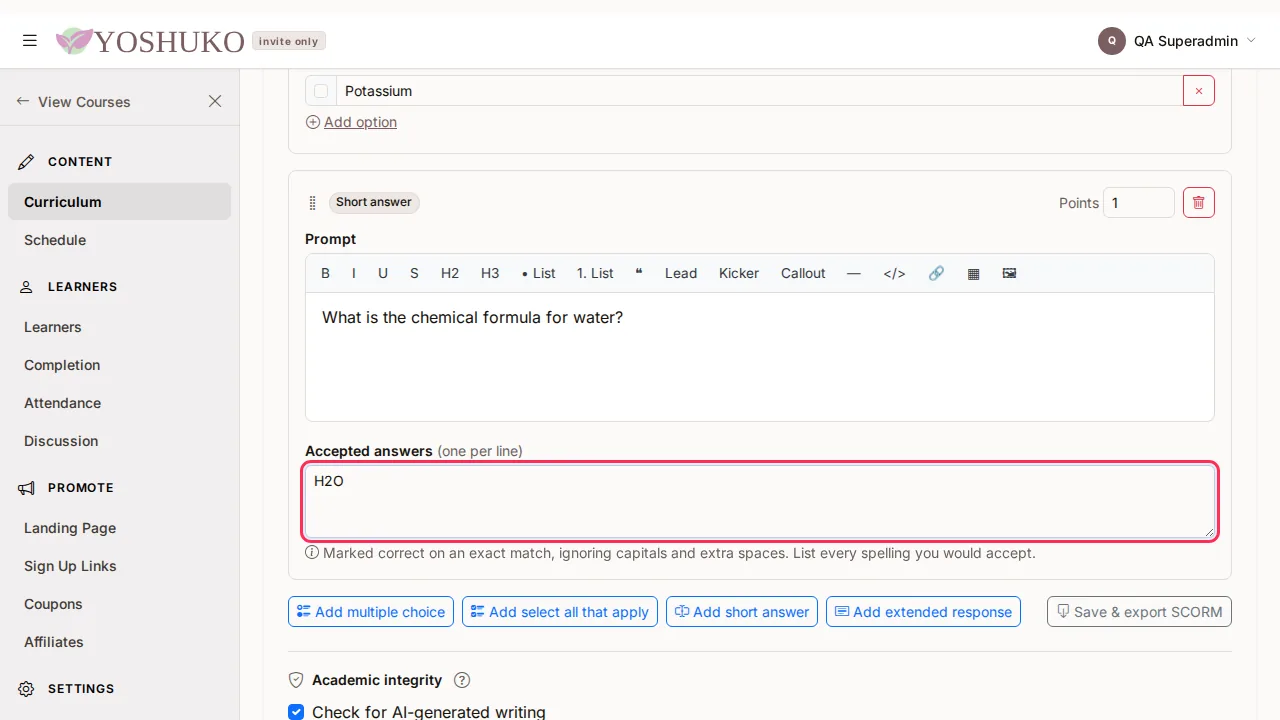 Lesson editor screen