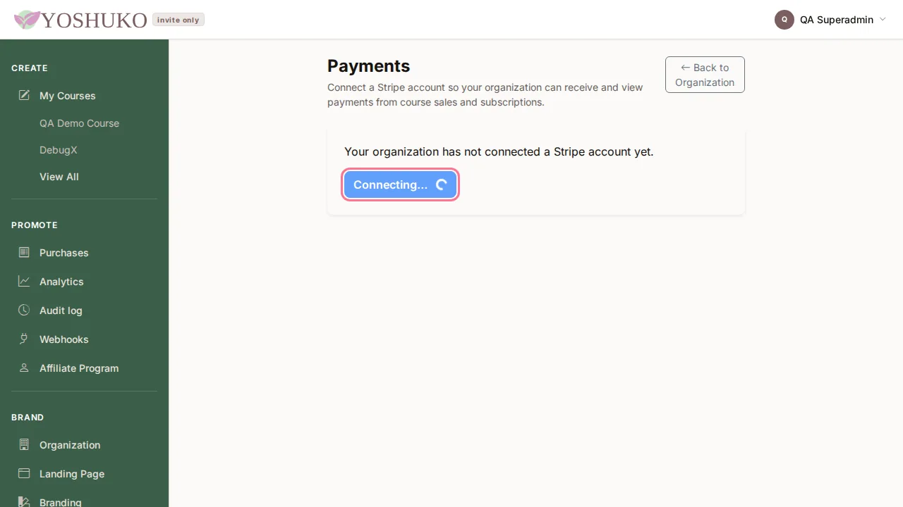 Payments screen