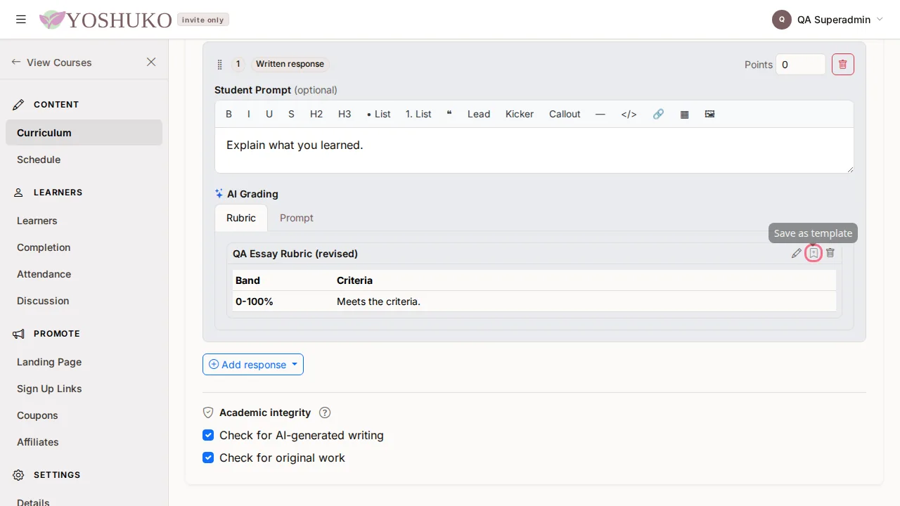 Lesson editor screen