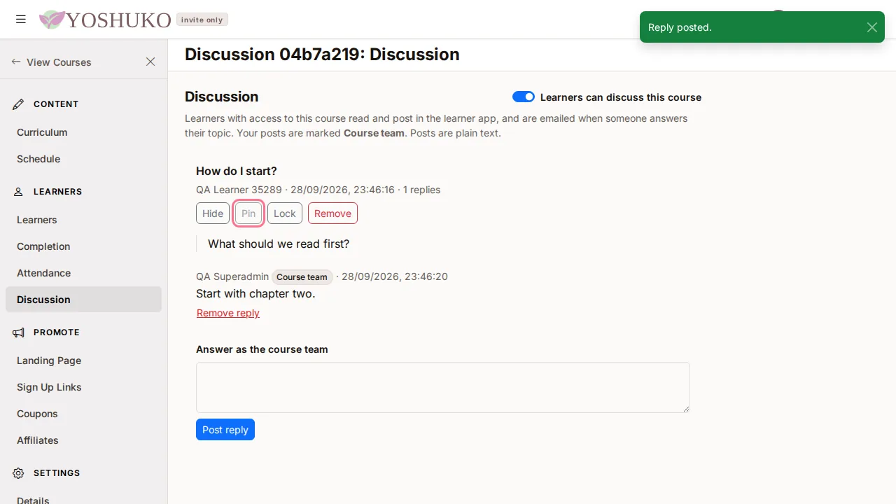 Discussion screen