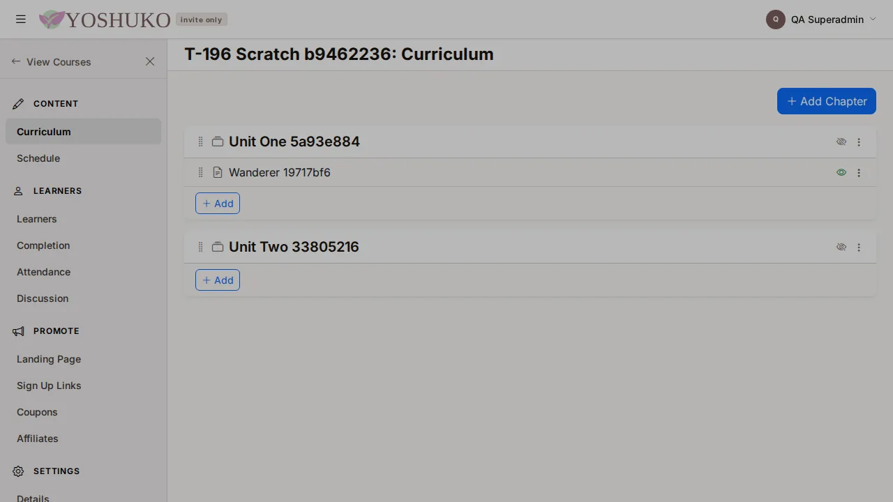 Curriculum screen