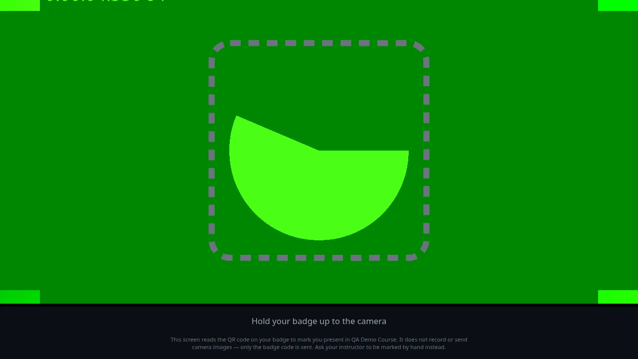 Attendance kiosk — taking attendance screen