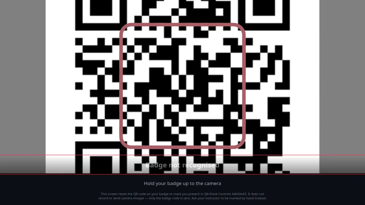 Attendance kiosk — taking attendance screen