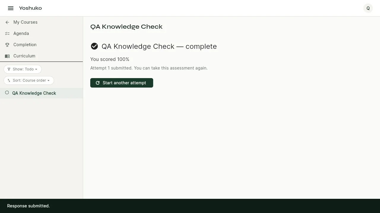 Course player screen