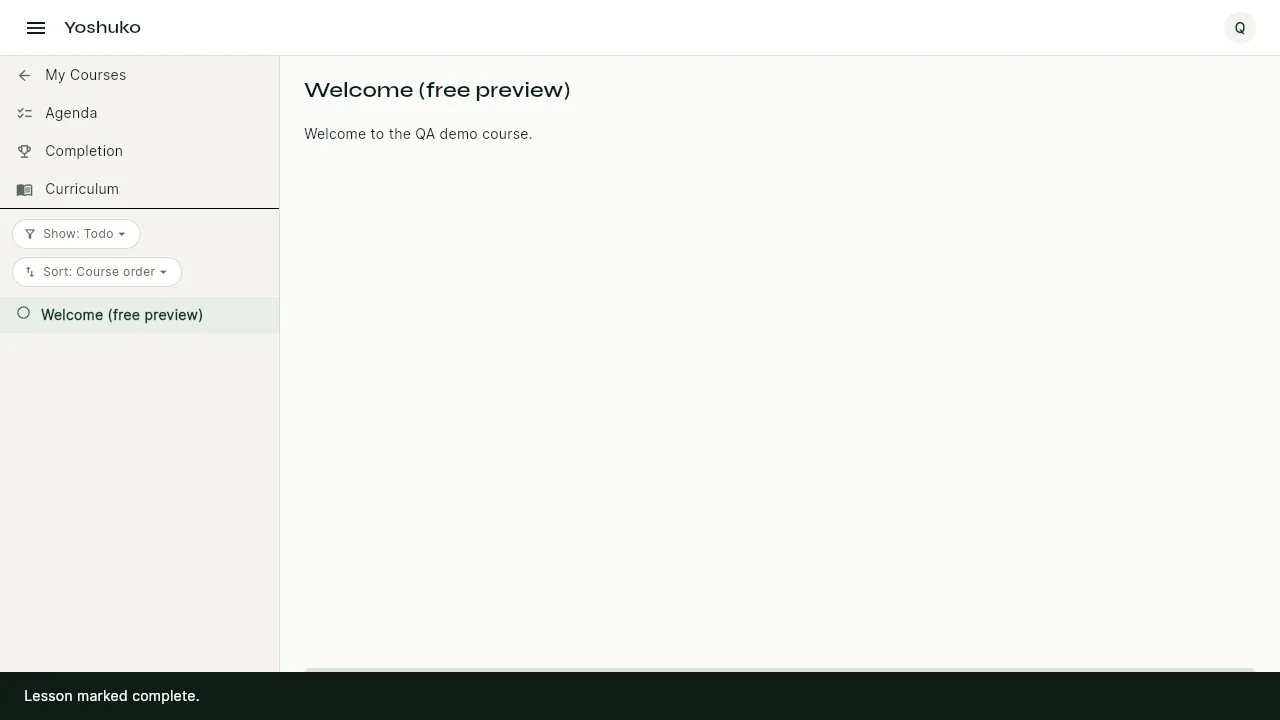 Course player screen